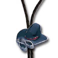 Cowboy Hat and Spurs Diamond-Cut Large Bolo Tie